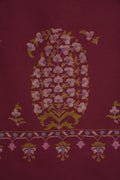 Kashmir Loom Kani Burj Badam Palledar Hand Woven Pashmina Stole Maroon