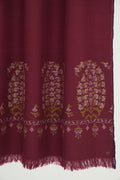 Kashmir Loom Kani Burj Badam Palledar Hand Woven Pashmina Stole Maroon