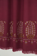 Kashmir Loom Kani Burj Badam Palledar Hand Woven Pashmina Stole Maroon