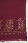 Kashmir Loom Kani Burj Badam Palledar Hand Woven Pashmina Stole Maroon