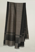 Kashmir Loom Horizon Cashmere Shawl Natural Black