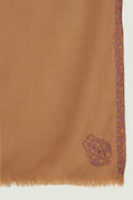 Kashmir Loom Sozni Shakufa Hand Embroidered Pashmina Shawl Camel