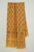 Kashmir Loom Kani Carnation Jama Hand Woven Large Pashmina Shawl Satin Gold