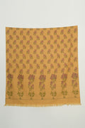 Kashmir Loom Kani Carnation Jama Hand Woven Large Pashmina Shawl Satin Gold