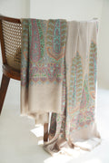 Sozni Nishar Palledar Hand Embroidered Oversize Pashmina Shawl Ash