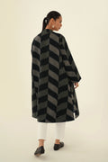 Chevron Ikat Cashmere Coat Black Natural