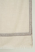 Sozni Hashiya Hand Embroidered Pashmina Shawl Ivory Grey