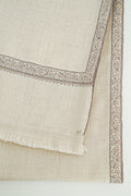 Sozni Hashiya Hand Embroidered Pashmina Shawl Ivory Grey