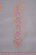 Sozni Paisley Palledar Hand Embroidered Pashmina Shawl Mink