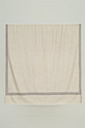 Sozni Hashiya Hand Embroidered Pashmina Shawl Ivory Grey