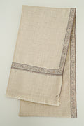 Sozni Hashiya Hand Embroidered Pashmina Shawl Ivory Grey