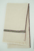 Kashmir Loom Sozni Hashiya Hand Embroidered Pashmina Shawl Ivory Pink