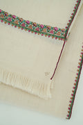 Kashmir Loom Sozni Hashiya Hand Embroidered Pashmina Shawl Ivory Pink