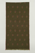 Kashmir Loom Kani Galib Buti Hand Woven Pashmina Scarf Olive Ivory