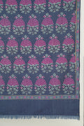 Kashmir Loom Kani Ghulabdar Hand Woven Pashmina Shawl Indigo Pink