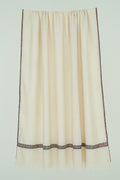 Kashmir Loom Sozni Hashiya Hand Embroidered Pashmina Shawl Ivory Pink
