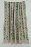 Kani Khatrast Hand Woven Pashmina Shawl Natural Ivory Green