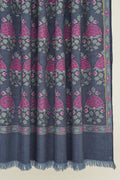 Kashmir Loom Kani Ghulabdar Hand Woven Pashmina Shawl Indigo Pink