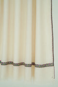 Kashmir Loom Sozni Hashiya Hand Embroidered Pashmina Shawl Ivory Pink