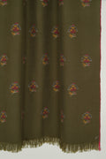 Kashmir Loom Kani Galib Buti Hand Woven Pashmina Scarf Olive Ivory