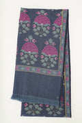 Kashmir Loom Kani Ghulabdar Hand Woven Pashmina Shawl Indigo Pink