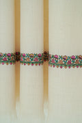 Kashmir Loom Sozni Hashiya Hand Embroidered Pashmina Shawl Ivory Pink
