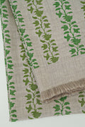 Kani Khatrast Hand Woven Pashmina Shawl Natural Ivory Green