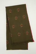 Kashmir Loom Kani Galib Buti Hand Woven Pashmina Scarf Olive Ivory