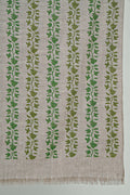 Kani Khatrast Hand Woven Pashmina Shawl Natural Ivory Green