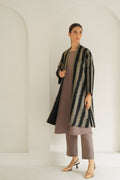 Ikat Khatrast Cashmere Coat Black Natural Ivory