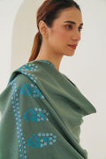 Kashmir Loom Gulwafa Palledar Hand Embroidered Pashmina Stole Beryl