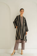 Ikat Khatrast Cashmere Coat Black Natural Ivory