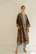Long Buta Hand Embroidered Wool Choga Dark Yak