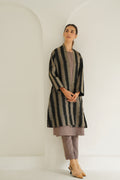 Ikat Khatrast Cashmere Coat Black Natural Ivory