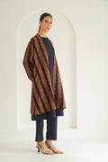Ikat Khatrast Cashmere Coat Camel Maroon