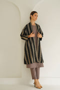 Ikat Khatrast Cashmere Coat Black Natural Ivory