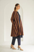 Ikat Khatrast Cashmere Coat Camel Maroon