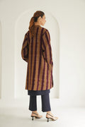 Ikat Khatrast Cashmere Coat Camel Maroon