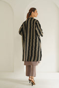 Ikat Khatrast Cashmere Coat Black Natural Ivory