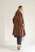 Ikat Khatrast Cashmere Coat Camel Maroon