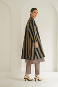 Ikat Khatrast Cashmere Coat Black Natural Ivory