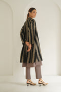 Ikat Khatrast Cashmere Coat Black Natural Ivory
