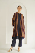 Ikat Khatrast Cashmere Coat Camel Maroon