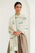 Kashmir Loom Ziah Khatrast Hand Embroidered Pashmina Stole Ivory