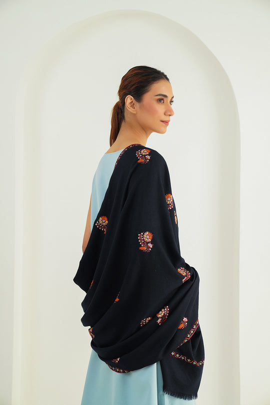 Kashmir Loom Sumaya Butidar Hand Embroidered Pashmina Shawl Pencil