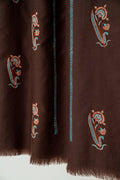 Kashmir Loom Ziah Khatrast Hand Embroidered Pashmina Stole Coffeebean