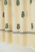 Kashmir Loom Mughal Butidar Hand Embroidered Large Pashmina Shawl Ivory