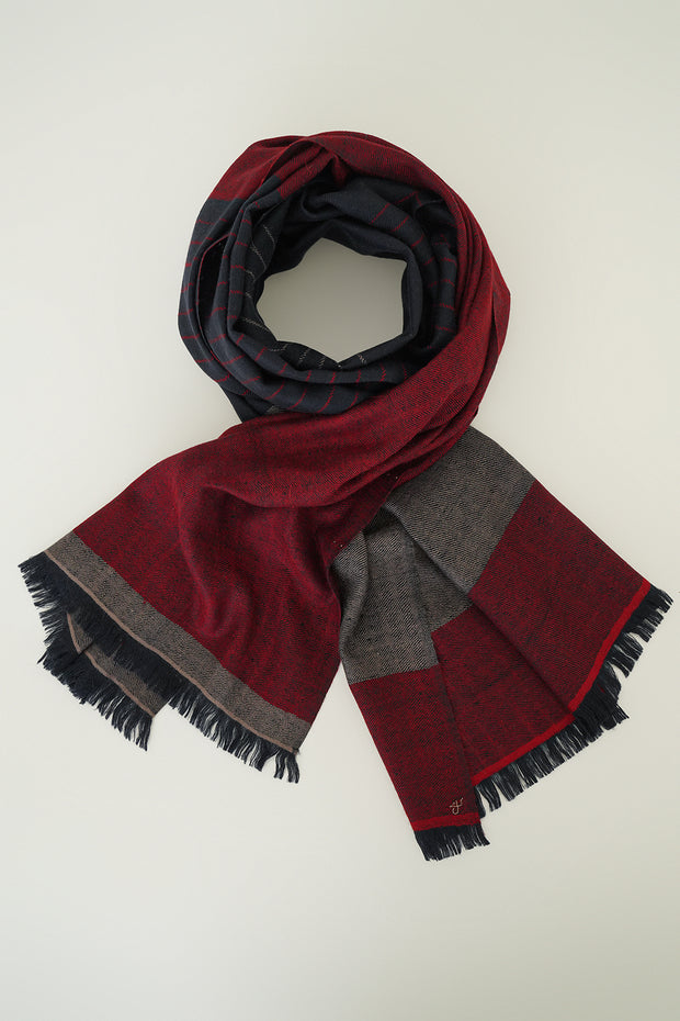 Handwoven Cashmere Colour Block Scarf Kashmir Loom