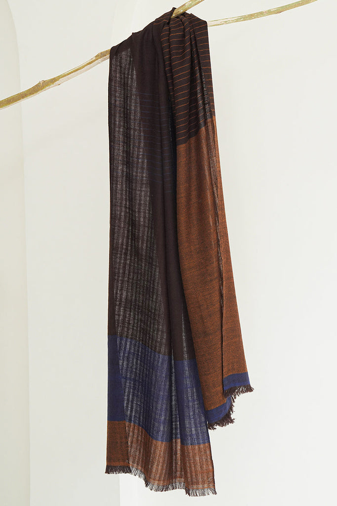 Handwoven Cashmere Colour Block Scarf | Kashmir Loom