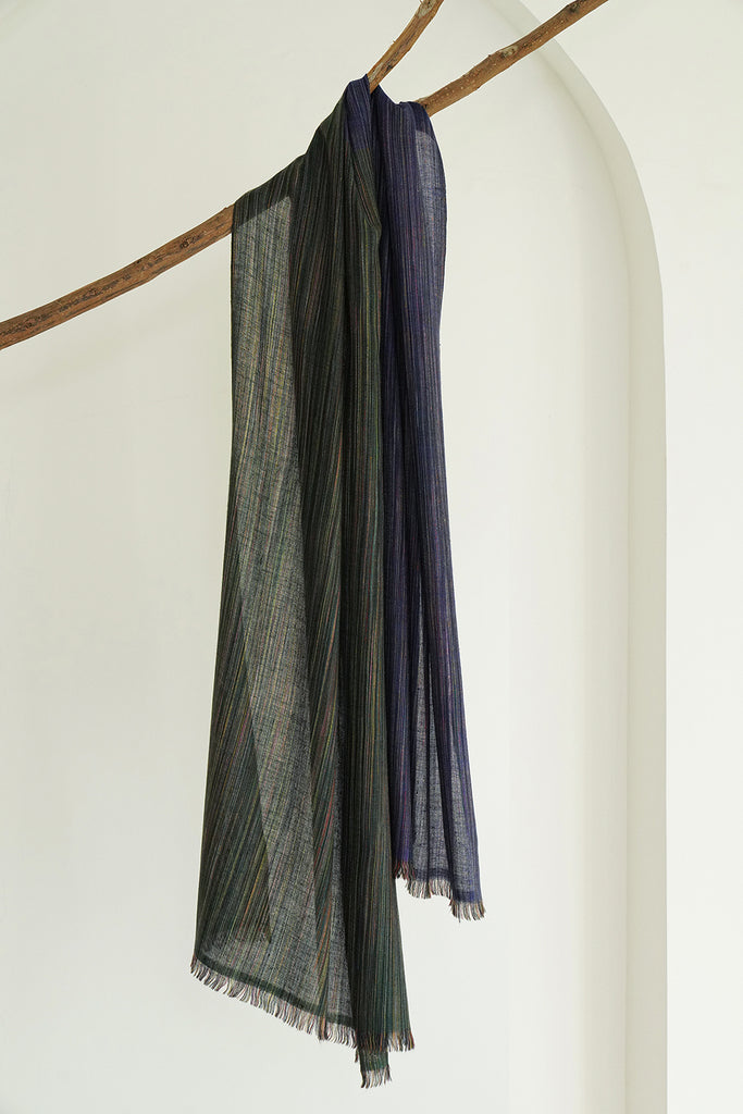 Handwoven Cashmere Ikat Stripes Stole | Kashmir Loom